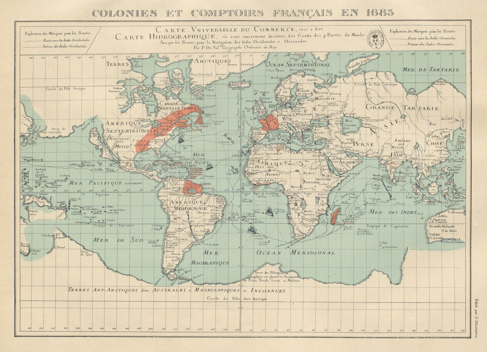 FRENCH COLONIES & TRADING POSTS 1683. Colonies et comptoirs Français 1931 map